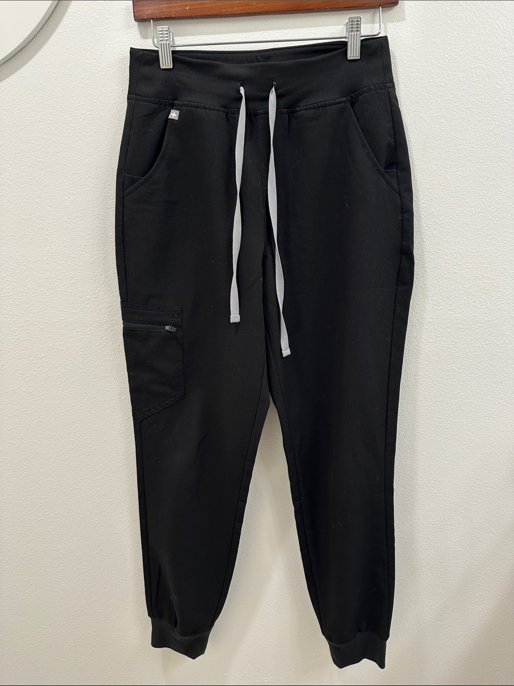 Figs Black High Waisted Zamora Drawstring Jogger Pants - small